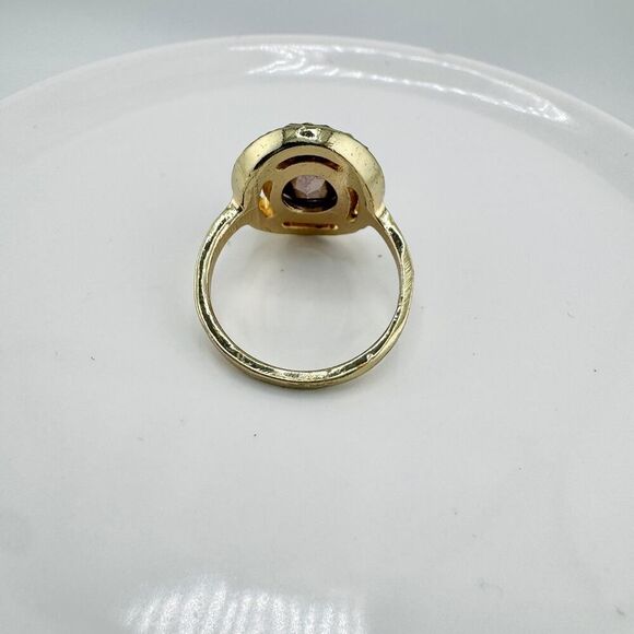 Vintage Amethyst Rhinestone Oval Ring Glamorous Versatile Statement MCM - Picture 4 of 6
